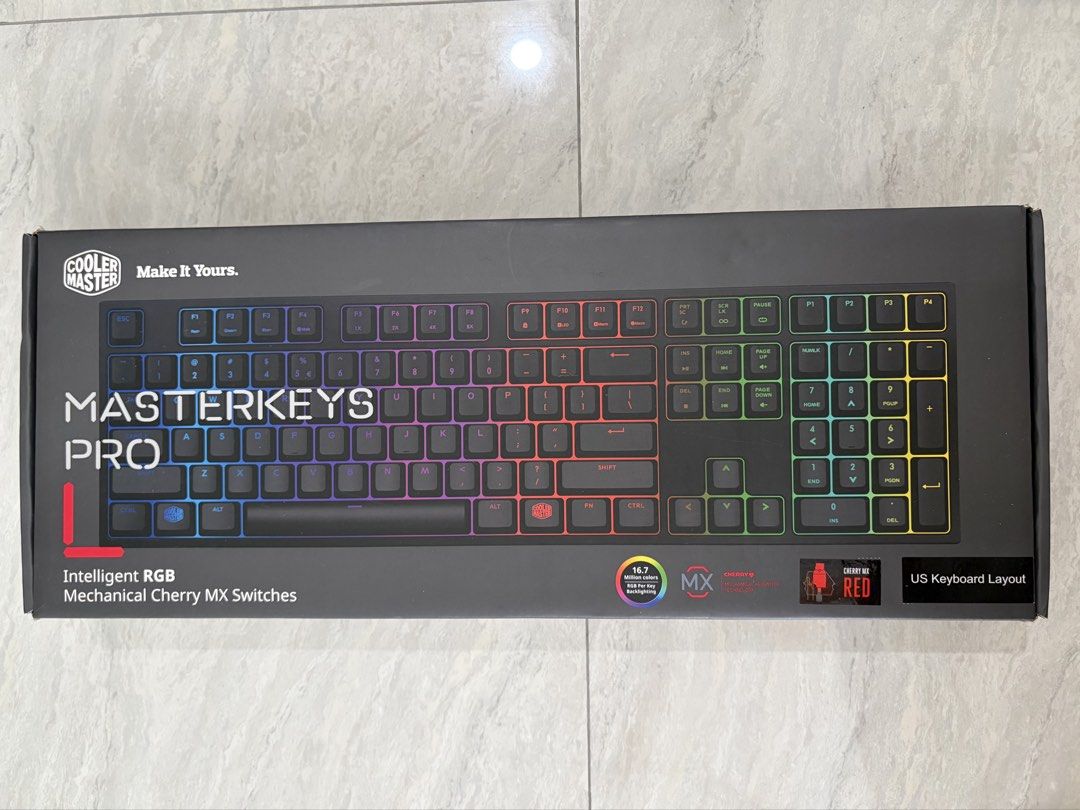 Full-size Cooler Master MasterKeys Pro L RGB mechanical keyboard with Cherry MX Red switches
