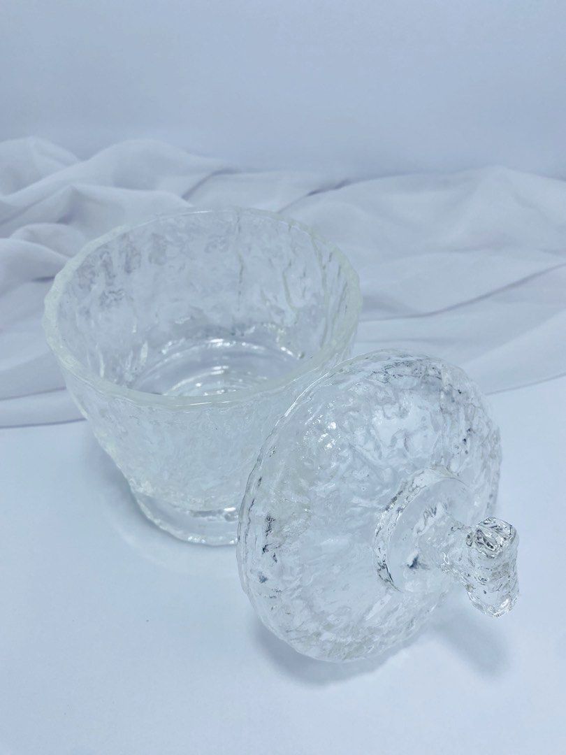 Glass Candy Jar (Category: Other Kitchenware & Tableware) located in Pasay City. Submitted by thepickypicker (Listing ID 1443267483, Image 3). Description: Glass Candy Jar P980 Size:6 1/2 tall, 4 1/4 wide *has chip on the cover.