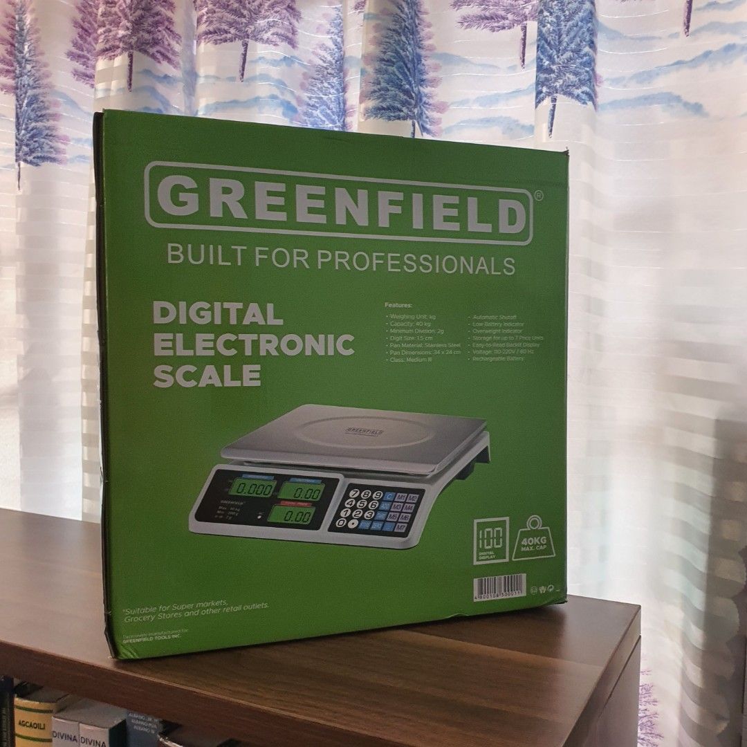 Greenfield Digital Electronic Scale - Built For Professionals (Category: Health Monitors & Weighing Scales) located in Pasig City. Submitted by fast-ship (Listing ID 1443261373, Image 3). Description: - Greenfield Digital Electronic Scale - Professional-grade build - Maximum capacity: 40kg - Ideal for weighing various items - User-friendly interface with clear display - Durable construction.