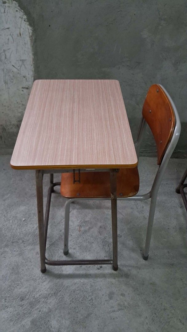 Japan Vintage School Desk and Chair Set (Category: Tables & Sets) located in Bulacan. Submitted by amarijapansurplus (Listing ID 1443228564, Image 2). Description: - Classic wooden school desk and chair set - Sturdy metal frame - Convenient under-desk storage compartment - Ideal for study, homework, or unique home decor - Ready for its next chapter! 📌as is 📌What u see is what u get 📌First to pay basis 📌Auto pass sa COD iwas scam sa part ko 📌