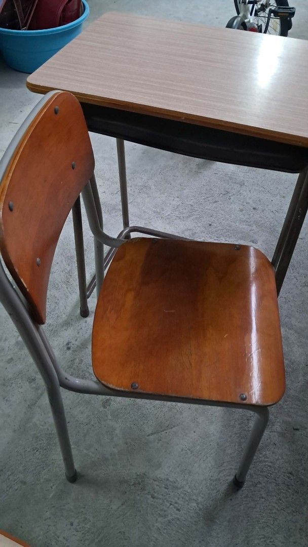 Japan Vintage School Desk and Chair Set (Category: Tables & Sets) located in Bulacan. Submitted by amarijapansurplus (Listing ID 1443228564, Image 3). Description: - Classic wooden school desk and chair set - Sturdy metal frame - Convenient under-desk storage compartment - Ideal for study, homework, or unique home decor - Ready for its next chapter! 📌as is 📌What u see is what u get 📌First to pay basis 📌Auto pass sa COD iwas scam sa part ko 📌