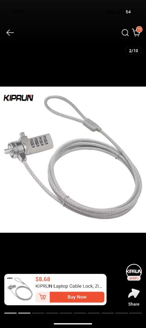 KIPRUN Combination Laptop Cable Lock