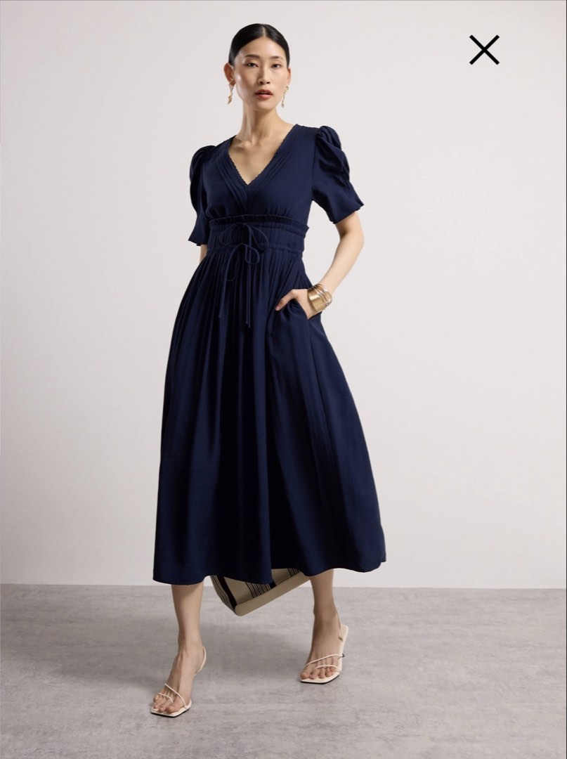 love bonito navy blue dress Love Bonito Navy Blue V Neck Spaghetti Strap Shift Dress