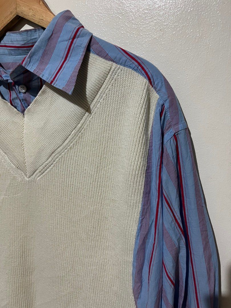 Maison Margiel Layered Knit (Category: Luxury Apparel) located in Davao. Submitted by rel18 (Listing ID 1443233100, Image 2). Description: Maison Margiela Layered Knit Cream V-Neck Sweater Vest Excellent codition Over size Price nego / Offer .