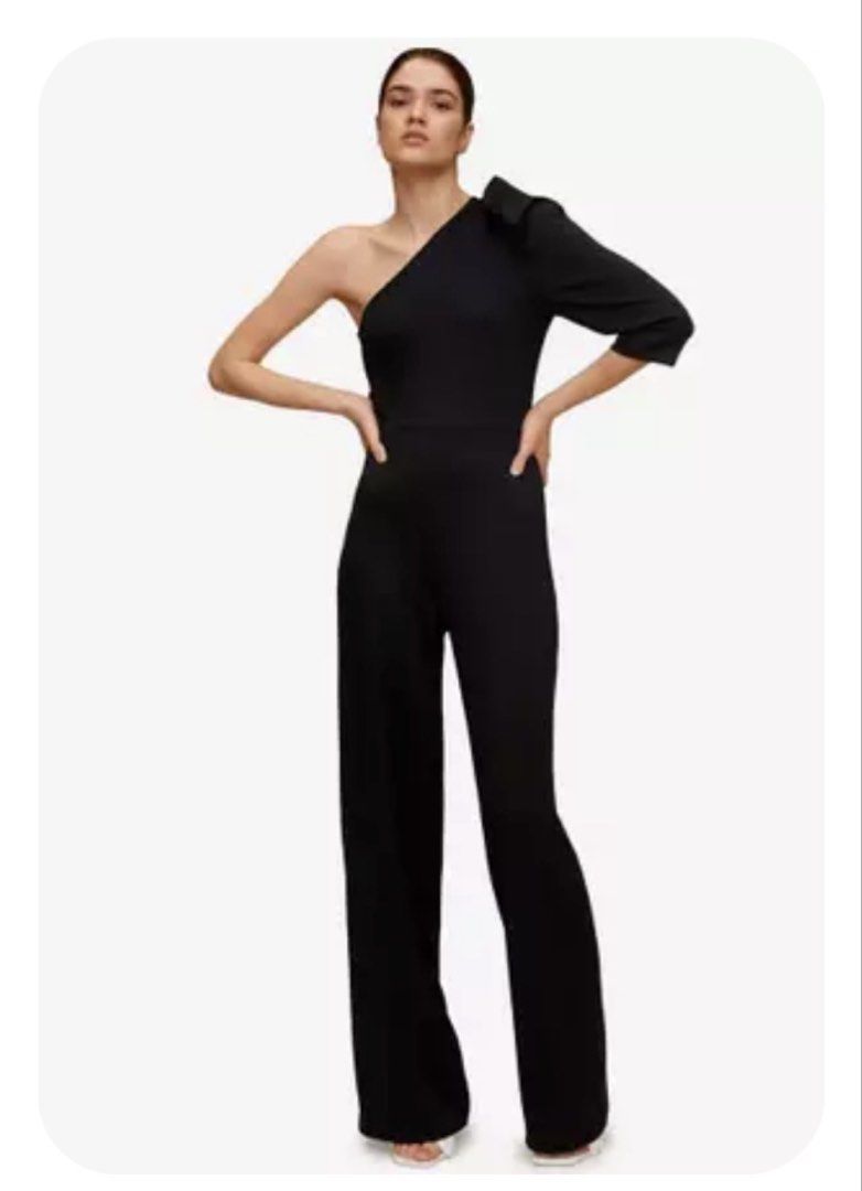 Mango Asymmetric Long Jumpsuit Size S Black (Category: Jumpsuits) located in Quezon City. Submitted by honeybeads (Listing ID 1443231376, Image 1). Description: - Mango black one-shoulder jumpsuit - Long pants - Features a stylish bow detail on the shoulder - Comfortable and versatile for dressing up or down Fixed Price Used once RFS: size upgrade (di na kasya😅).