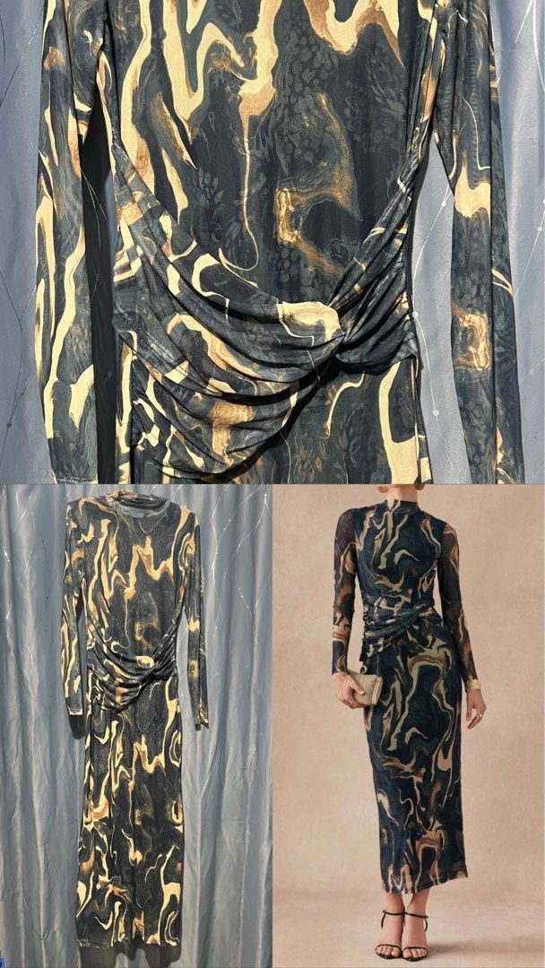 Mesh Ruched Print Long Sleeve Maxi Dress (Category: Dresses) located in Manila. Submitted by worldofri (Listing ID 1443294549, Image 1). Description: 📌 Colors may vary due to lighting. .