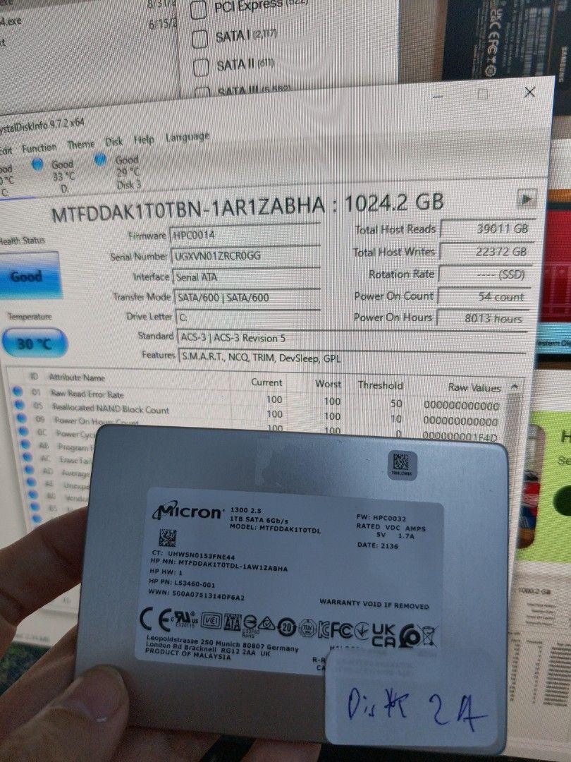 Micron 1tb SATA SSD disk2a