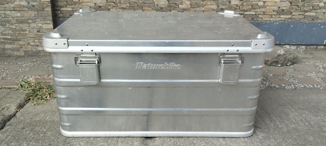Naturehike Camping aluminum storage box from Japan (Category: Hiking & Camping) located in Malabon City. Submitted by immortalpicker (Listing ID 1443220134, Image 1). Description: Naturehike Camping aluminum storage box from Japan Brand= naturehike Model NO to COD NO swapping Estimate size H= 13 1/2 inches L= 25 3/4 Inches W= 17 3/4 inches Capacity= 50 Liters Color = silver Material = pure aluminum from Japan 2nd hand with scratch No warranty If 