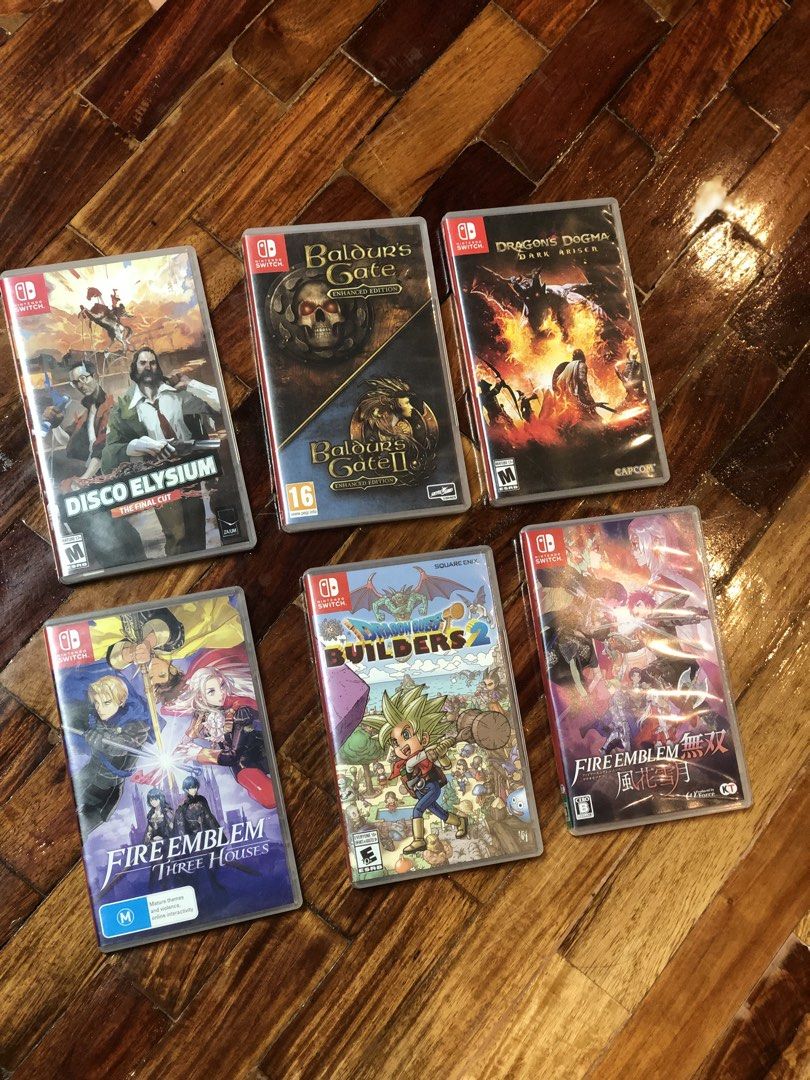 Nintendo Switch Games! (Category: Nintendo) located in Sorsogon. Submitted by altalunaaa (Listing ID 1443236338, Image 1). Description: Hello! Selling my physical Switch games :)) Good as new RFS: naka-jb na ang switch hehe PRICES Disco Elysium - 1,250 Fire Emblem Three Houses - 1,600 (SOLD) Fire Emblem Three Hopes - 1,700 Dragon Quest Builders 2 - 1,800 Baldur’s Gate 1 and 2 - 1,700 Dragon’s Dogma Dark Arisen - 800 (SOLD) Shipping fee care of bu