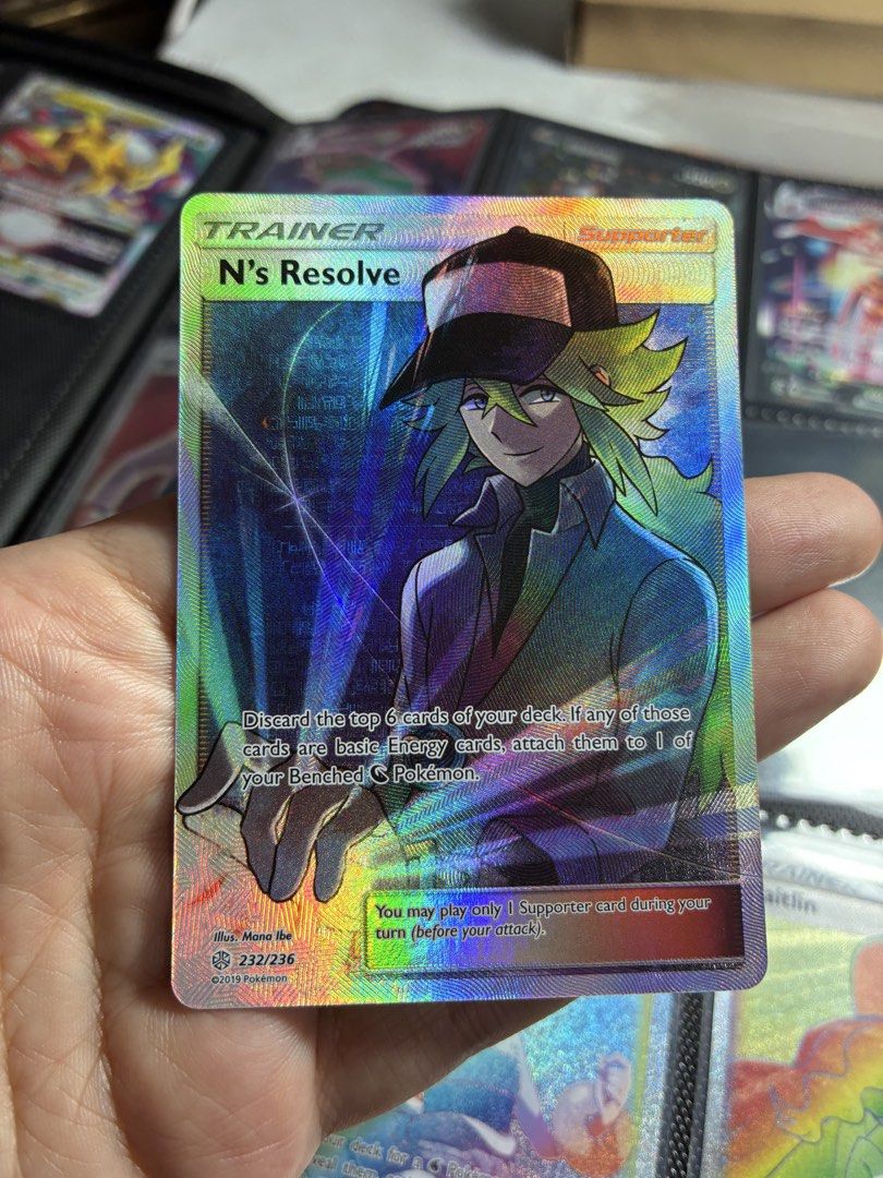 Pokemon Card - N's Resolve Pokemon Card 232/236 (Category: Raw Singles) located in Paranaque City. Submitted by dizquest (Listing ID 1443165051, Image 1). Description: Pokemon Card FS! N's Resolve 232/236 (NM) Cosmic Eclipse - Full Art PM for more inquiries! Location: Paranaque City MOP: Bank Transfer MOD: lalamove/grab/lbc .