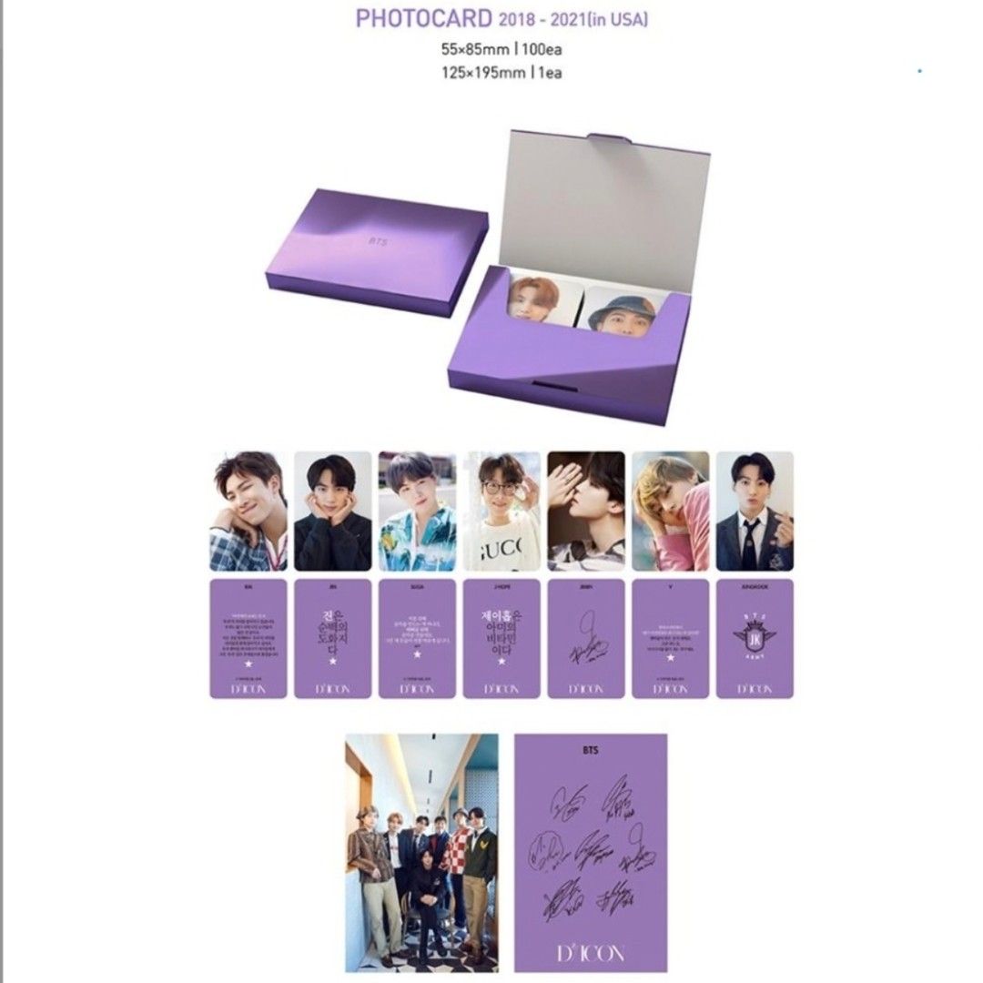 Official BTS DICON 101 Custom Photocard Book Binder (Category: K-Wave Merchandise) located in Antipolo. Submitted by koremoon (Listing ID 1443193400, Image 2). Description: Keep your precious collection safe and organized with the official BTS D'ICON 101: Custom Book Photocard Binder as! This stunning purple binder is the ultimate storage solution for any BTS collector looking to display their favorite photocards in style. ​✨ Product Specificatio