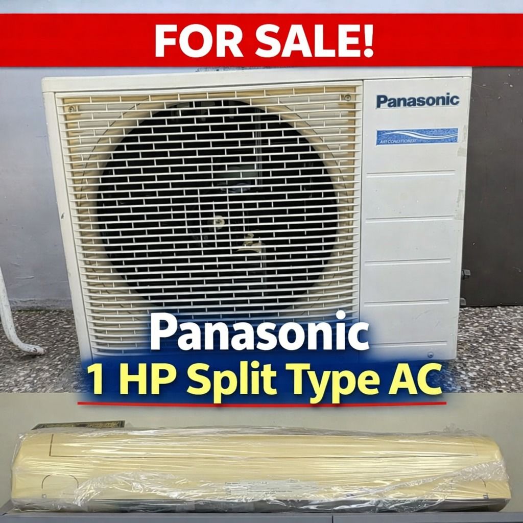 Panasonic 1 HP Split Type Air Conditioner (Category: Air Conditioning and Heating) located in Quezon City. Submitted by abeharvestmoon27 (Listing ID 1443166778, Image 1). Description: - Panasonic 1 HP Split Type Air Conditioner - Includes both Outdoor and Indoor Units (Indoor unit is plastic-wrapped) - Excellent cooling performance for your room - Fully functional and working well - Price is negotiable 🌟 Panasonic 1 HP Split Type Non-Inverter Ai