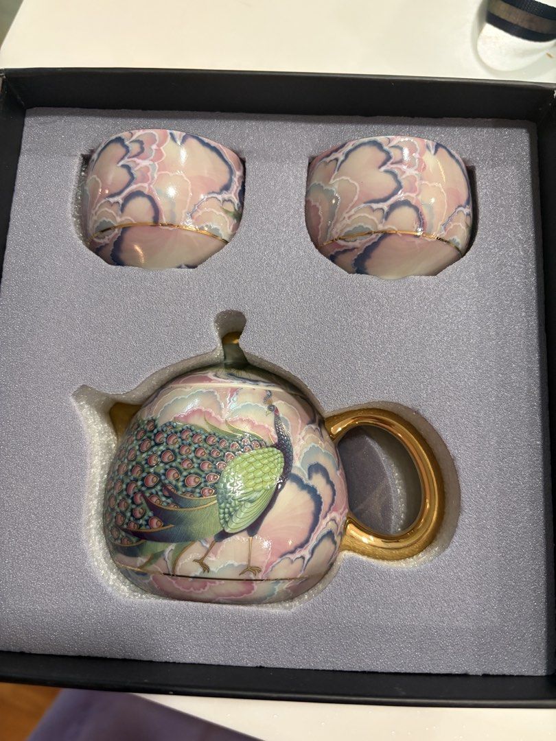 Peacock Ceramic Teapot and Cups Set perfect as a gift479180352830187522