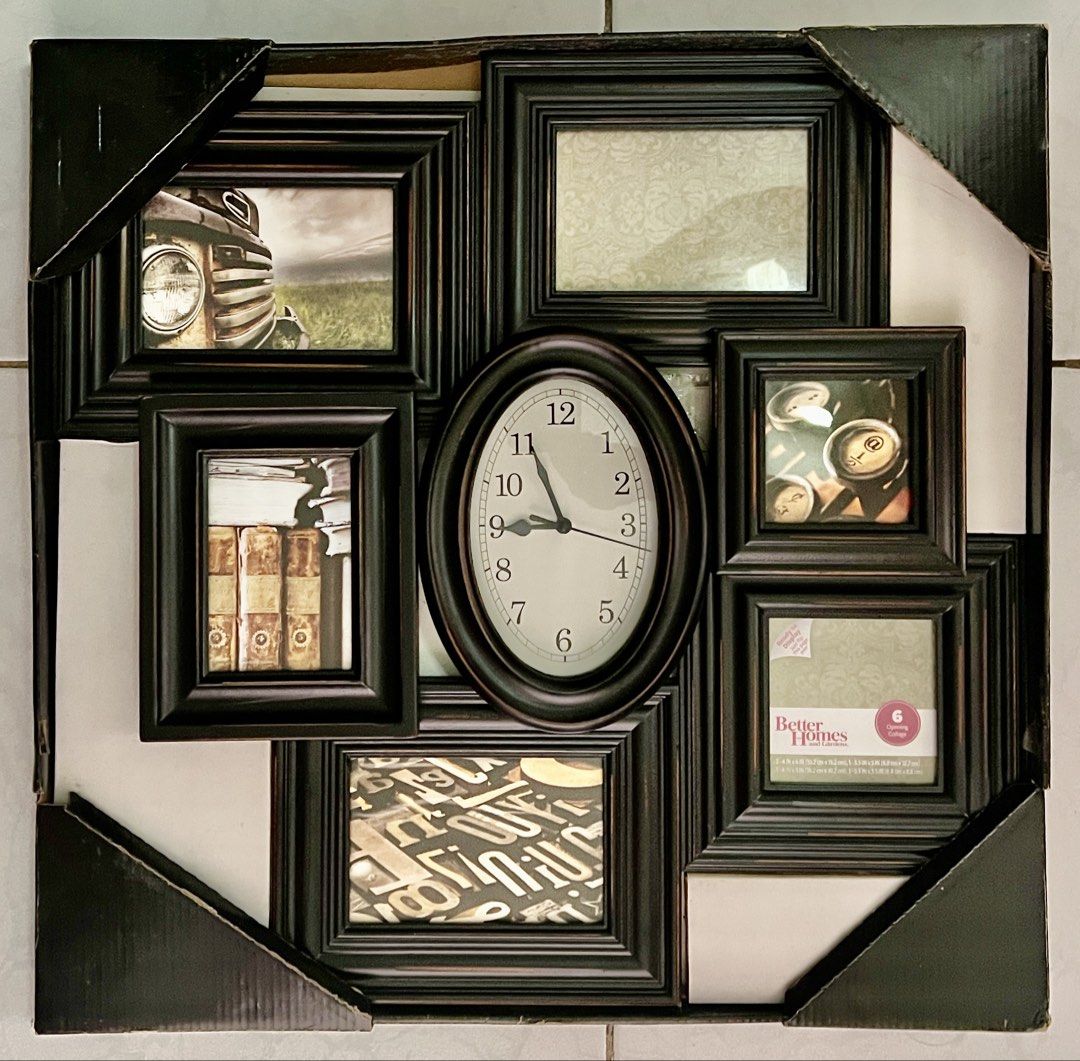 Photo collage wall clock (Category: Frames & Pictures) located in Antipolo. Submitted by eppcom (Listing ID 1443135813, Image 1). Description: Photo Collage Wall Clock by Better Homes - never been used - purchased in USA - made in China - 21 x 21 inches Issue: clock not functioning.