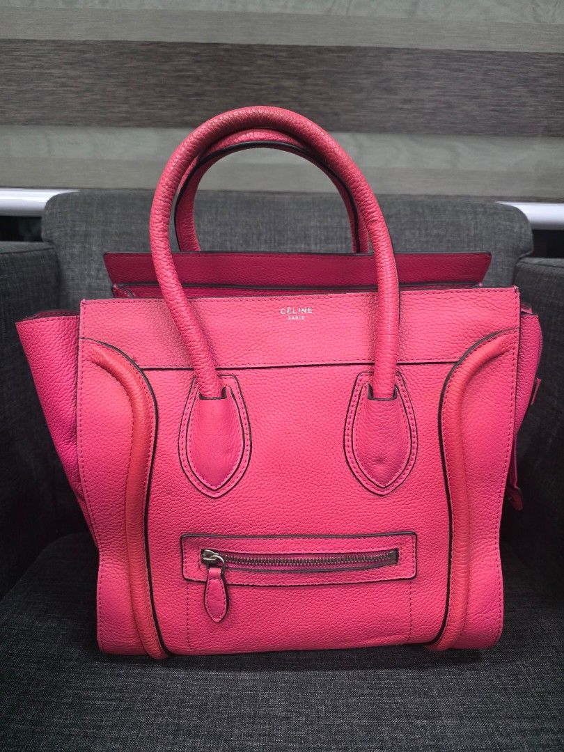 Pink Celine Luggage Tote Bag (Category: Luxury Bags & Wallets) located in General Trias. Submitted by roselle2230 (Listing ID 1443294342, Image 1). Description: - Bright pink Celine Luggage tote - Perfect size for everyday use - Beautiful textured leather - Interior is also pink - Zippers work smoothly - A classic and eye-catching bag.