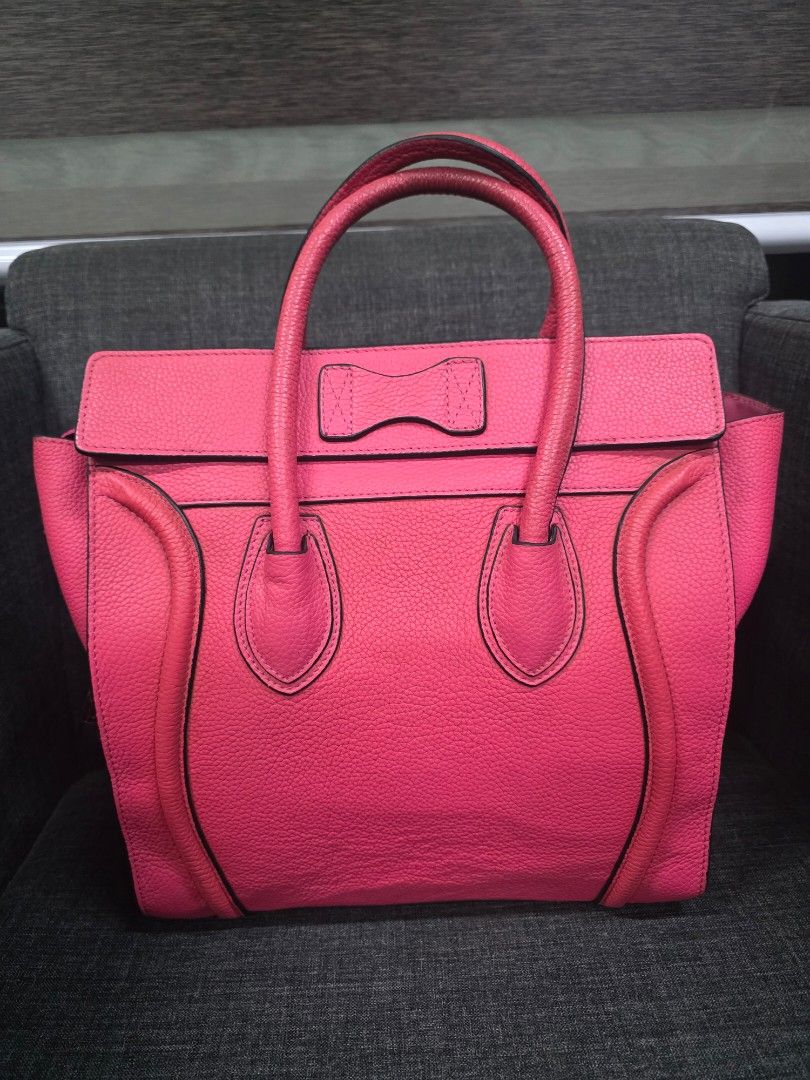 Pink Celine Luggage Tote Bag (Category: Luxury Bags & Wallets) located in General Trias. Submitted by roselle2230 (Listing ID 1443294342, Image 2). Description: - Bright pink Celine Luggage tote - Perfect size for everyday use - Beautiful textured leather - Interior is also pink - Zippers work smoothly - A classic and eye-catching bag.