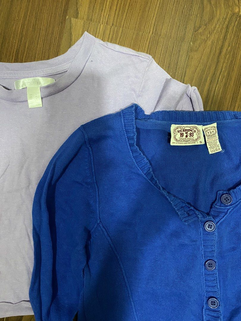 Purple Cropped Tee & Blue Cardigan Bundle (Category: Others Tops) located in San Juan City. Submitted by helpabaddietodecclutter (Listing ID 1443173030, Image 2). Description: - Bundle includes two cropped tops: - Light purple cropped t-shirt - Blue long-sleeve cropped cardigan with buttons - Both tops are cropped style - Ideal for layering or wearing individually - Perfect for creating casual outfits.