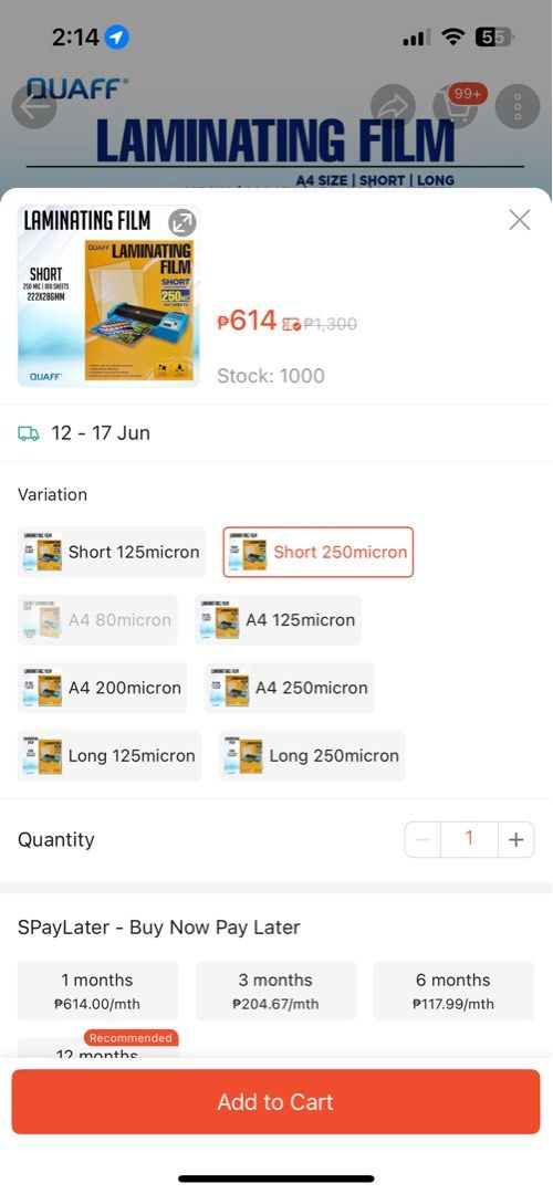 Quaff Laminating Film Short 250 MIC 100 Sheets (Category: Printers, Scanners & Copiers) located in Quezon City. Submitted by paursls (Listing ID 1443180821, Image 2). Description: - Quaff Laminating Film - Size: Short (222x286mm) - Thickness: 250 MIC - Quantity: 100 sheets per pack - Compatibility: Works with all leading laminators - Features: High quality, excellent clarity, durable, ultra clear, water resistant - Benefits: Seals and protects yo