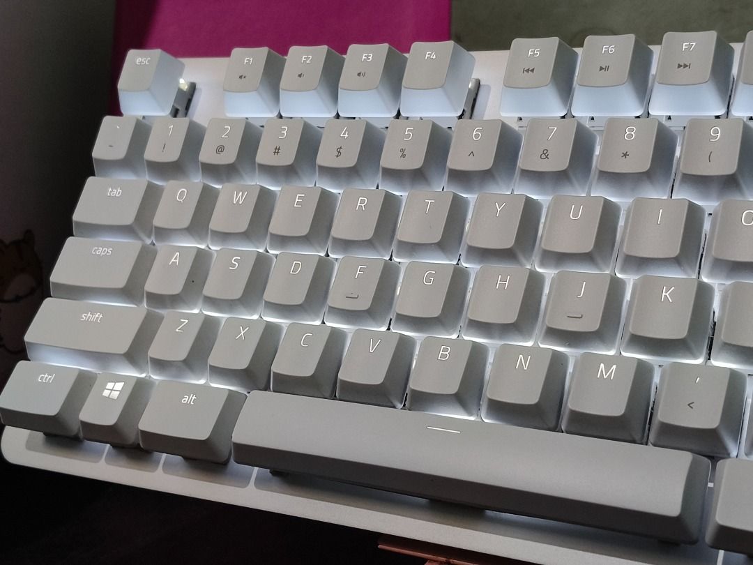 Razer BlackWidow Lite (Tactile Mechanical Keyboard) (Category: Computer Keyboard) located in Taguig. Submitted by kcdthriftshoppe (Listing ID 1443294612, Image 1). Description: Looking for a premium gaming upgrade on a budget? This sleek, white-backlit keyboard is packed with Razer’s top-tier gaming tech, now available at a fraction of the price. Condition: Used with chattering. Some keys occasionally double-register or skip a stroke during norma