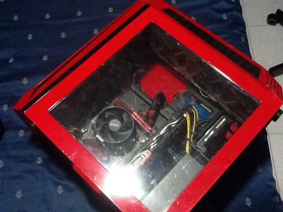 Red Gaming PC Case with discrete graphics card installed — buyer can ...