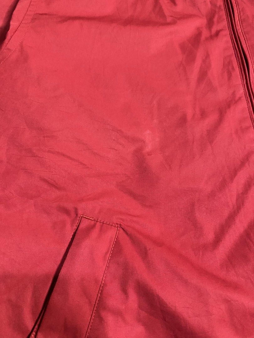 Vintage Polo Ralph Lauren Windbreaker Jacket (Category: Coats, Jackets and Outerwear) located in Cabanatuan. Submitted by frognmonkey (Listing ID 1443224556, Image 3). Description: Measurements Width: 26.5” Length: 27.5” - Classic red Polo Ralph Lauren with packable hood - Signature pony logo embroidered on chest - Quilted lining for extra warmth - Zipper closure with leather pull tab - Minor marks and a tiny holes on the front (as pictured) - Id