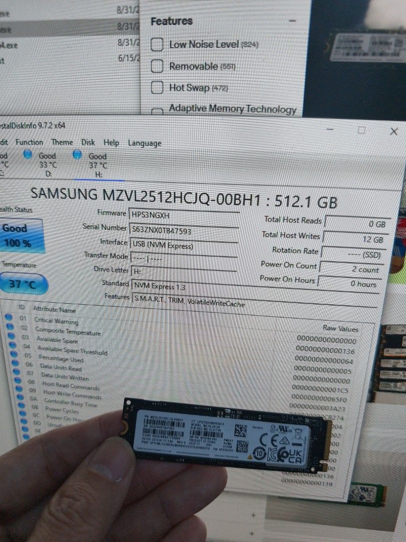 Samsung 512GB NVMe SSD disk 4a