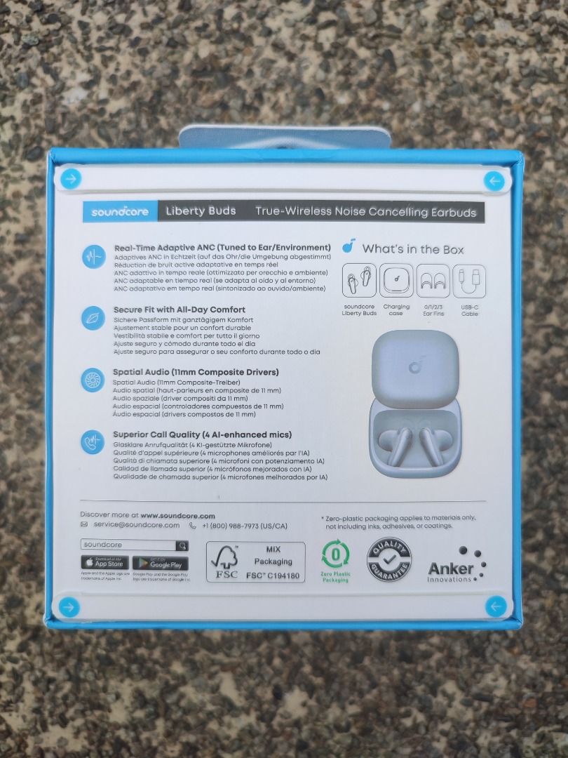Soundcore Liberty Buds by Anker (Category: Earphones) located in Manila. Submitted by yonsei55 (Listing ID 1443315865, Image 2). Description: Brandnew 💯 sealed Color: Blue soundcore Liberty Buds by Anker, Semi-in-Ear TWS, Removable Ear Fins, Real-Time Adaptive Noise Cancelling, Fast Charging, Wireless Bluetooth Earbuds,Translation Earbuds, 30H Playtime D1200.