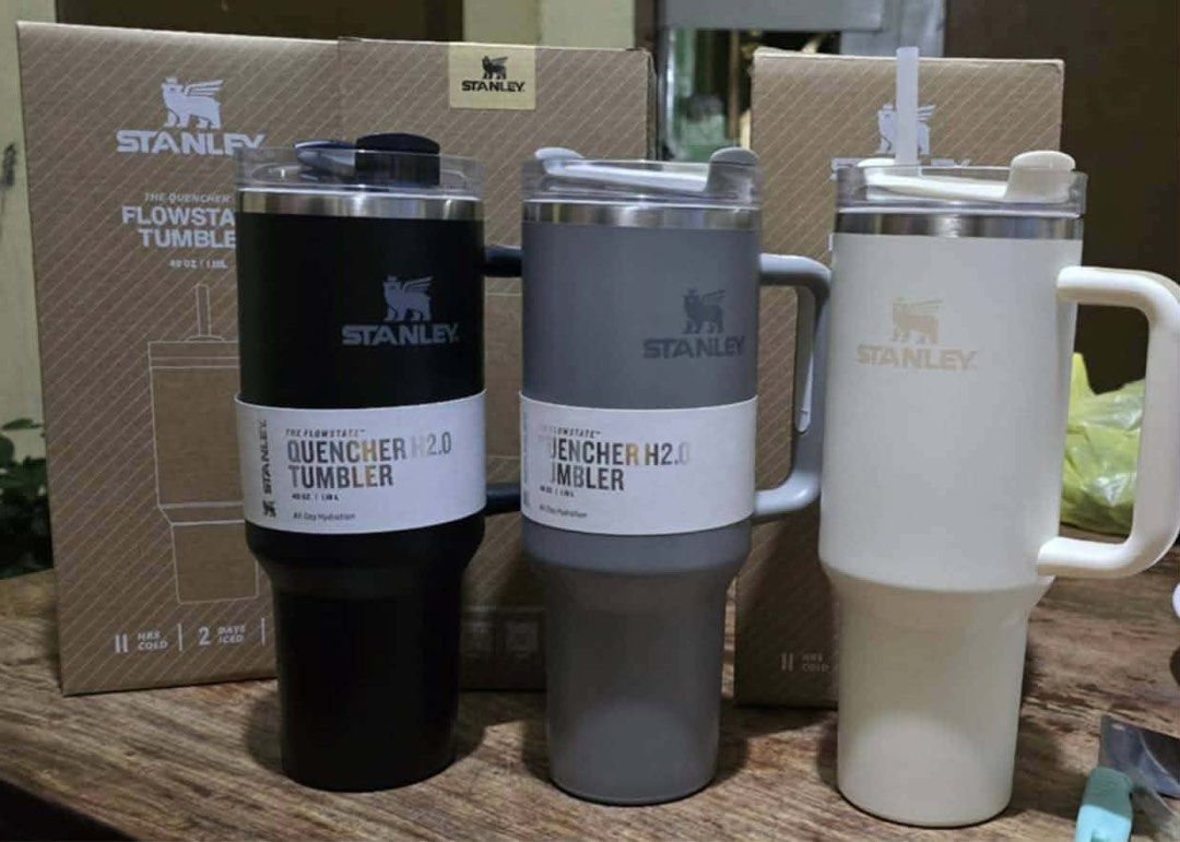 Stanley The Flowstate Quencher H2.0 Tumbler 40oz Black (Category: Water Bottles & Tumblers) located in Malabon City. Submitted by LUX888 (Listing ID 1442996965, Image 1). Description: - Stanley Flowstate Quencher H2.0 Tumbler - 40 oz (1.18 L) capacity - All-day hydration - Keeps drinks cold for 11 hours - Keeps iced drinks cold for 2 days - Keeps hot drinks hot for 7 hours - Comes in box 400 wholesale min. 3 pcs 420 retail .