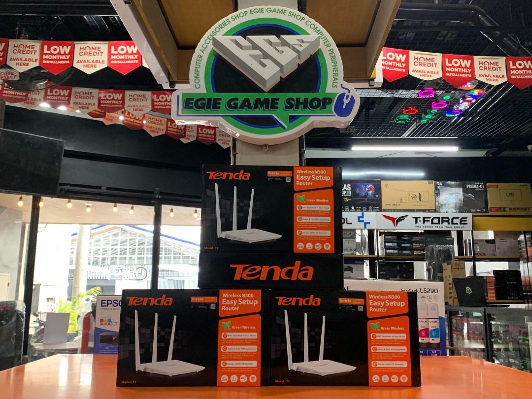 Tenda Wireless N300 Easy Setup Router F3 (Category: Networking) located in Caloocan City. Submitted by egiegameshop (Listing ID 1443177965, Image 3). Description: - Tenda Wireless N300 Router (Model F3) - Green Wireless technology - Enjoy WiFi anywhere in your house - Stable and fast WiFi experience - Easy setup in just 30 seconds - Multiple units available 𝐄𝐆𝐈𝐄 𝐆𝐀𝐌𝐄 𝐒𝐇𝐎𝐏 – Your One-Stop Computer Store & PC Build Hub! 0915-894-96-84vb