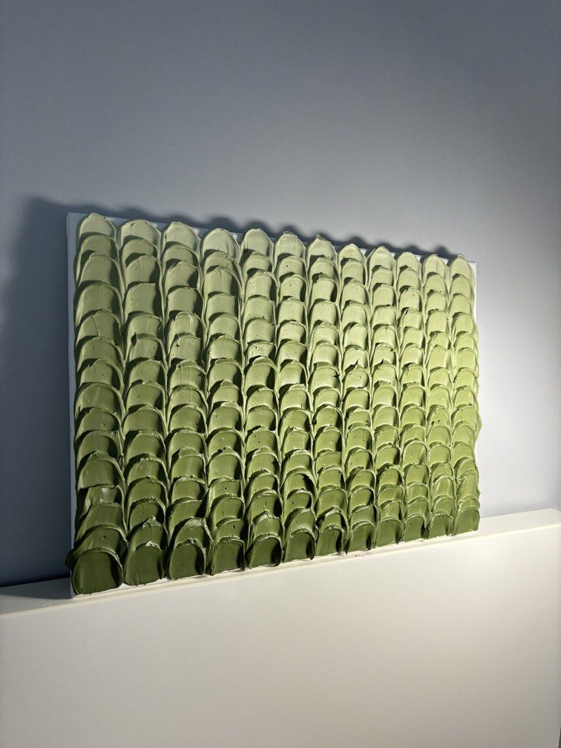 Textured Green Ombre Canvas Wall Art (Category: Wall Decor) located in Manila. Submitted by kylieeesraphs (Listing ID 1443168772, Image 2). Description: - Handmade textured art on canvas - Features a beautiful green ombre effect - 10x14 inches - Unique piece for home decor - Ready to hang.