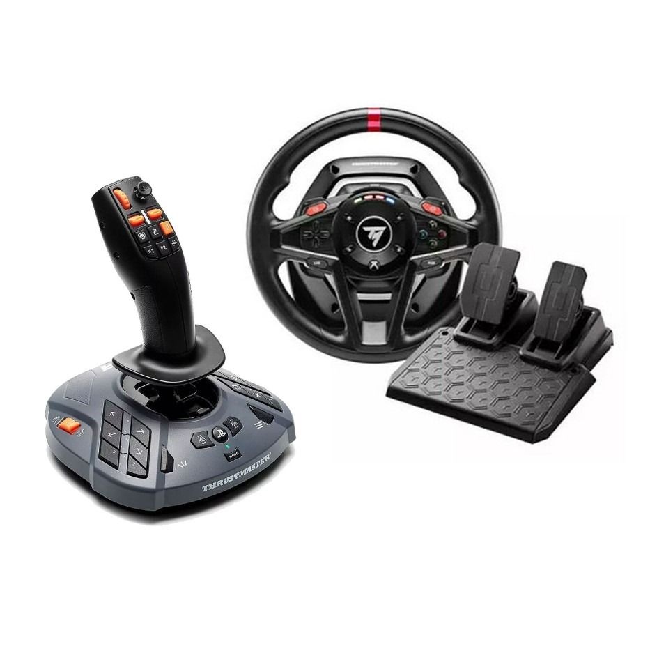 Thrustmaster T128 SimTask Set (Category: Controllers) located in Singapore. Submitted by tashiroo (Listing ID 1443294273, Image 1). Description: Includes the steering kit, pedals and FarmStick. Brand new and sealed with warranty.
