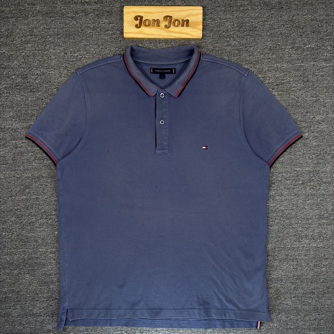 (Sale) Tommy Hilfiger (Category: Tshirts & Polo Shirts ) located in Cavite. Submitted by onebeancent (Listing ID 1443309048, Image 3). Description: 🔘T0m.my Hil Size: Large Dimension: 21" Width | 27" Length Color: Slate Blue Color Rate: 9/10 Issue: None Condition: Verygood to Excellent Before : 480php Now: 350php Additional Shipping Fee (J&T Small Pouch) 75php Luzon 100php visayas 120php mindanao.