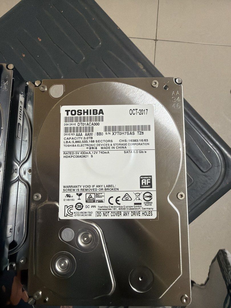 Toshiba DT01ACA300 3TB HDD OCT-2017