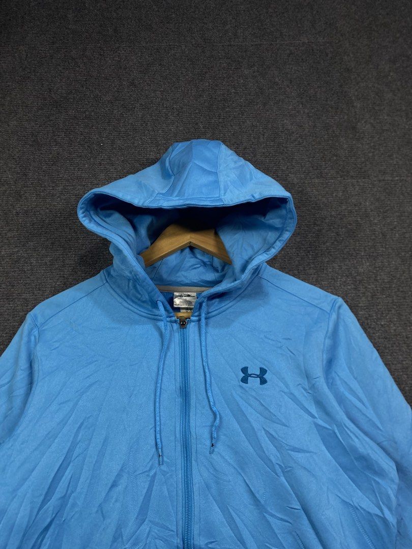 Under Armour Blue Zip-Up Hoodie (Category: Coats, Jackets and Outerwear) located in Bolinao. Submitted by frenced28 (Listing ID 1443264604, Image 3). Description: Wide:19 length:24 - Blue Under Armour Zip-Up Hoodie - Size: Large (L) - Material: 60% Cotton, 40% Polyester - Origin: Made in Malaysia - Features: Hood, Pockets - Perfect for Workouts or Casual Wear.
