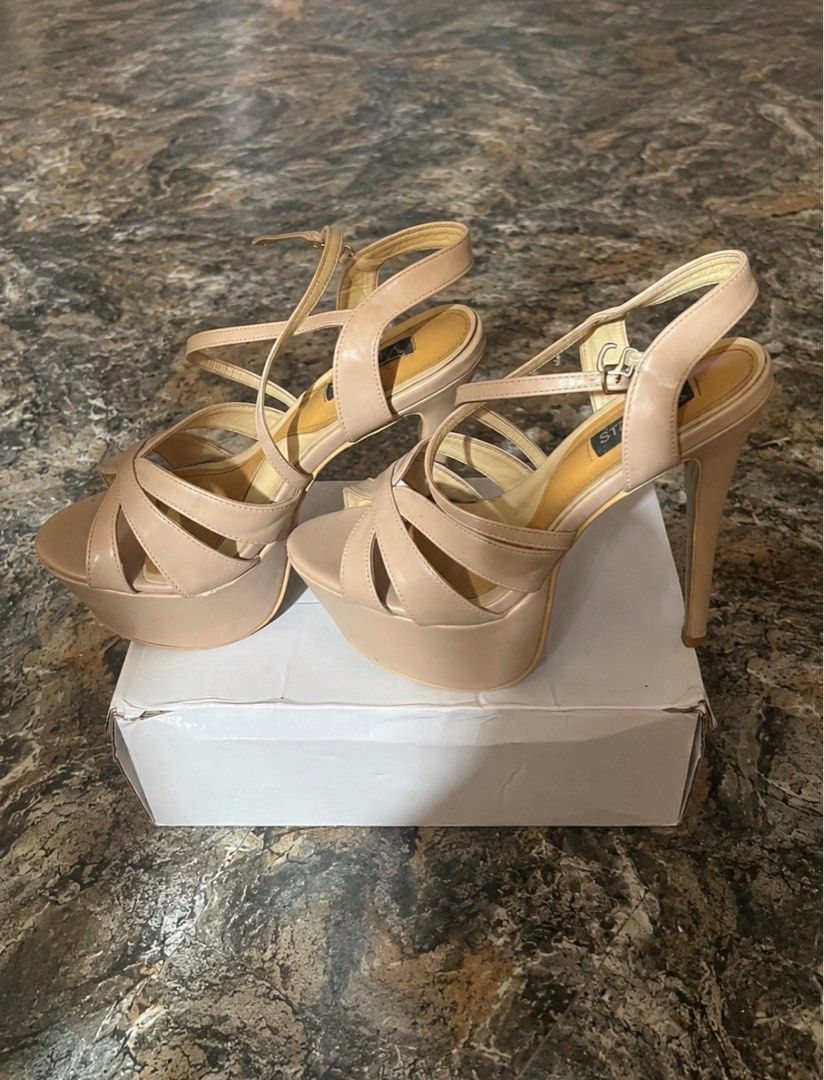 VENUS Nude Strappy Platform Stiletto Heels (Category: Heels) located in Panabo. Submitted by dollieafits (Listing ID 1443263117, Image 1). Description: - Cute nude heels - Strappy design - Platform sole - Stiletto heel - Buckle closure for a secure fit - Ideal for dressing up outfits - Estimated heel height: 5 inches.