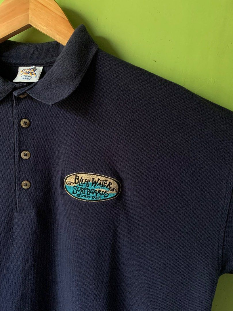 Vintage 1990s Crazy shirt button up polo (Category: Tshirts & Polo Shirts ) located in Cagayan de Oro. Submitted by premium_thrifts (Listing ID 1443176121, Image 2). Description: Navy blue colorway. Excellent condition. Issues: slight fades - MEASUREMENTS: L28/29.5" x W24" 23" (shoulder to shoulder) 10.2" (sleeve length) Fits XL Add shipping fee (via JRS or J&T).