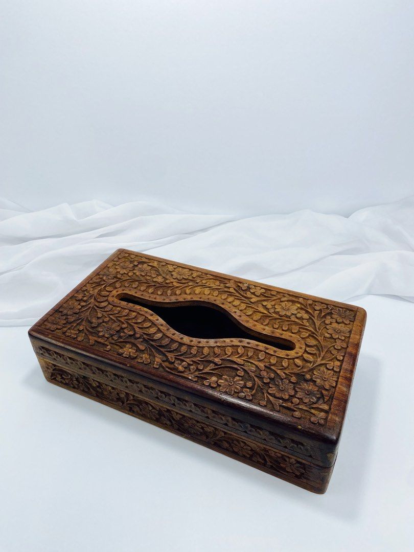 Vintage Hand Carved Tissue Holder (Category: Vases & Decorative Bowls) located in Pasay City. Submitted by thepickypicker (Listing ID 1443268307, Image 3). Description: Vintage Hand Carved Tissue Holder P2,250 Size: 2 3/4 tall, 11 1/8 long, 6" wide .