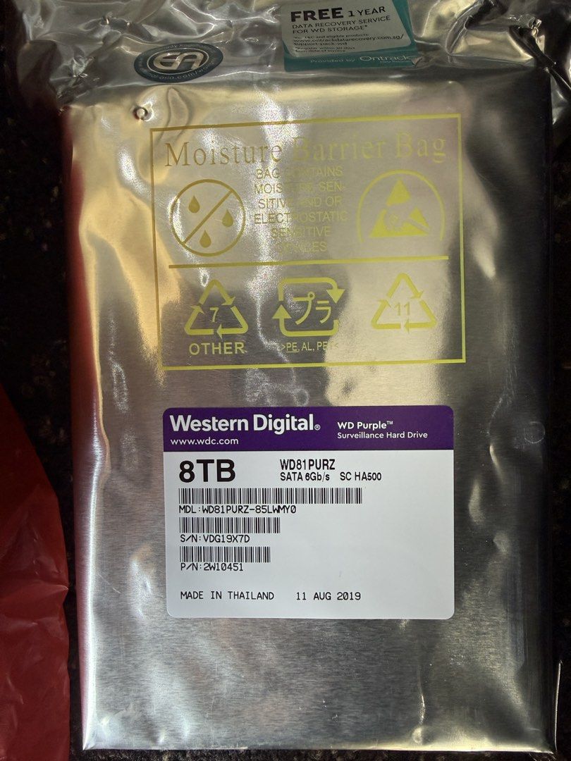 Western Digital 8TB WD Purple Surveillance Hard Drive