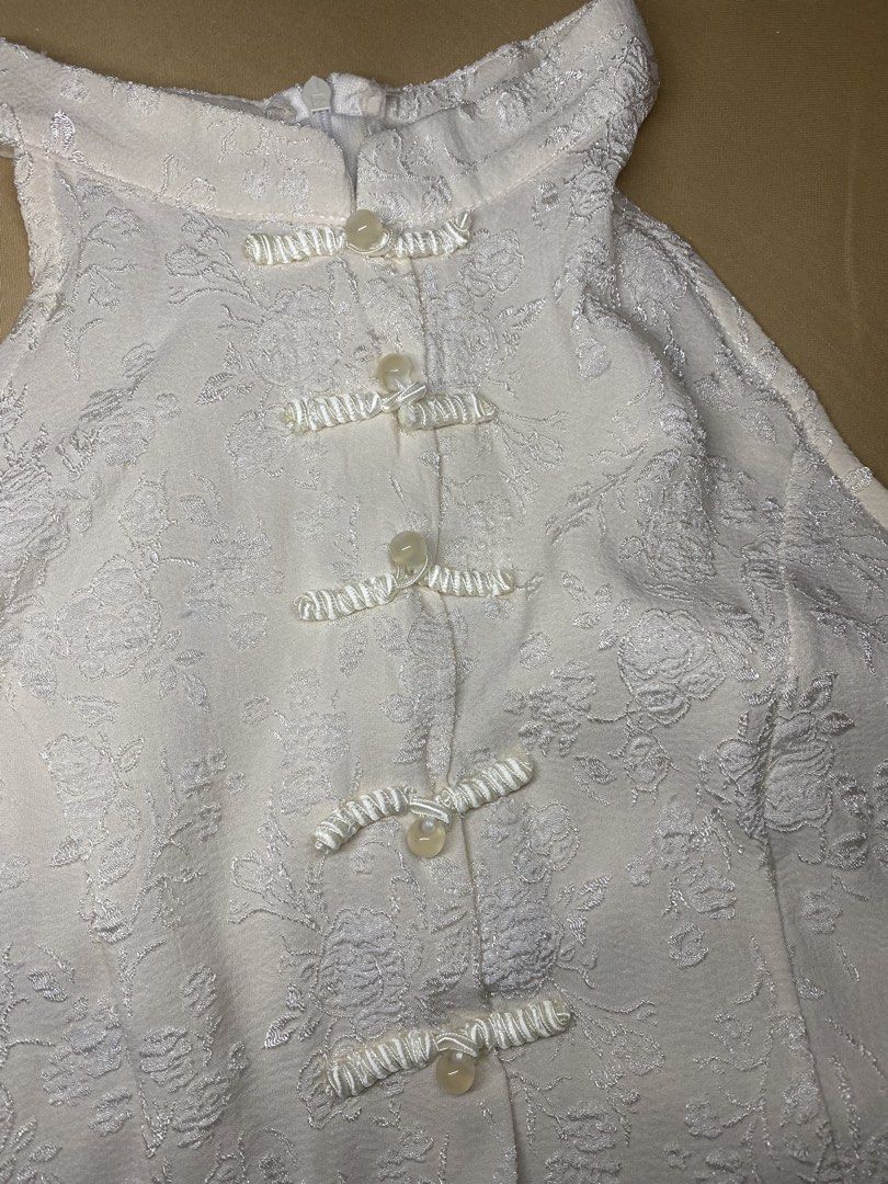 White Chinese-Inspired Halter Dress (Category: Dresses) located in Manila. Submitted by clrdyn_ (Listing ID 1443279172, Image 3). Description: - small to medium - used twice - bought for 200 - nego price .