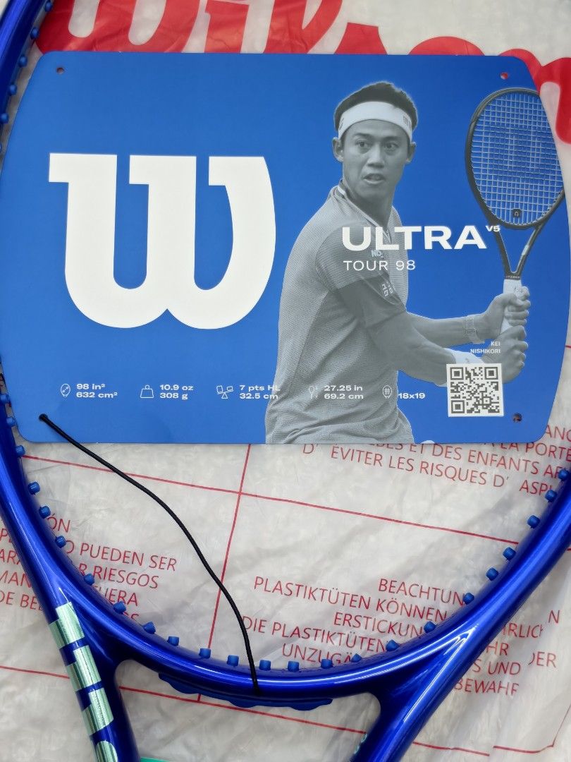 Wilson Ultra 98 Tour V5 Tennis Racket Grip 3, 運動產品, 運動與體育