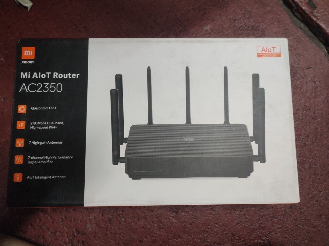 Xiaomi Mi AIoT Router AC2350 (Category: Networking) located in Caloocan City. Submitted by yssakiqq (Listing ID 1443270670, Image 1). Description: - Xiaomi Mi AIoT Router AC2350 - Dual-band, high-speed Wi-Fi - 7 high-gain antennas for enhanced signal - Powered by a Qualcomm CPU - Includes router, power adapter, and Ethernet cable - All items are in the original box Not brand new pero hindi pa nagamit once at bigay lang. I have 2 pcs, can give 3.5