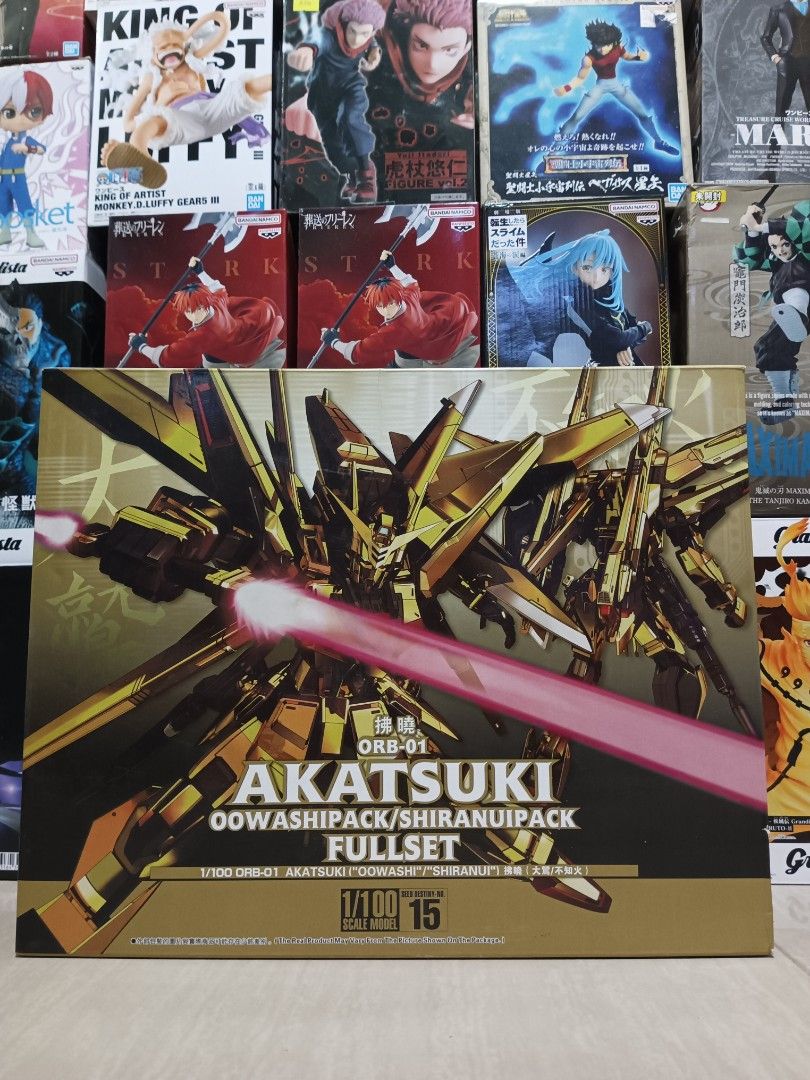 1/100 Akatsuki Gundam Full Set (Category: Gundam & Model Kits) located in Manila. Submitted by jccb.treasures (Listing ID 1443333445, Image 1). Description: - 1/100 Akatsuki Gundam (Gold Version) - Full set, perfect for Gundam collectors - 3rd Party Kit Not Original.