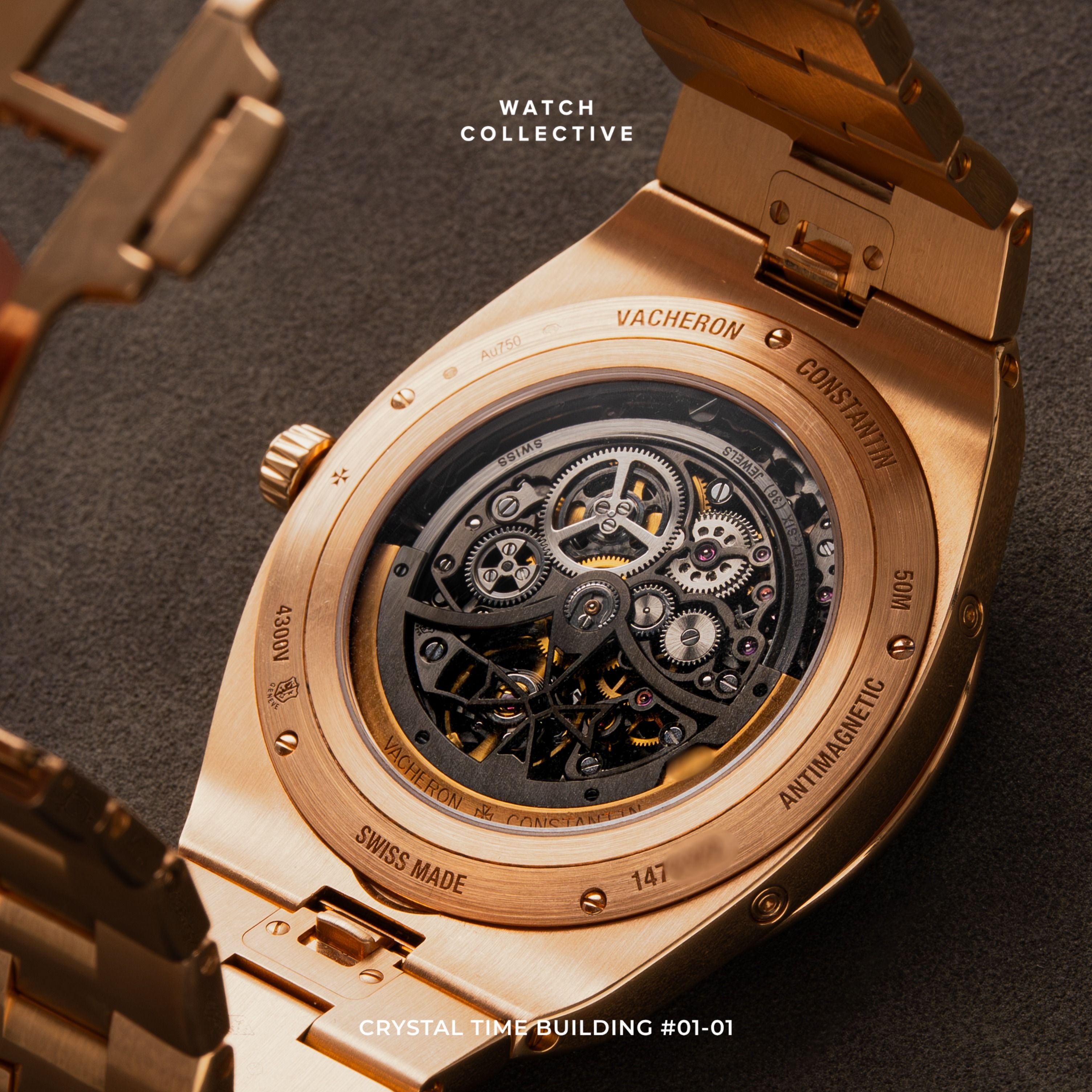 📦2021 FULL SET📜 Vacheron Constantin Overseas Perpetual Calendar Skeleton 18K Rose Gold 42.5mm automatic 4300V (Category: Watches) located in Singapore. Submitted by watchcollective (Listing ID 1443348540, Image 2). Description: Vacheron Constantin Overseas Perpetual Calendar Skeleton 18K Rose Gold 42.5mm automatic Reference Number: 4300V/120R-B547 Condition: Lightly Used Comes with: Complete Set Size: 42.5mm Case material: 18K Rose Gold Strap m