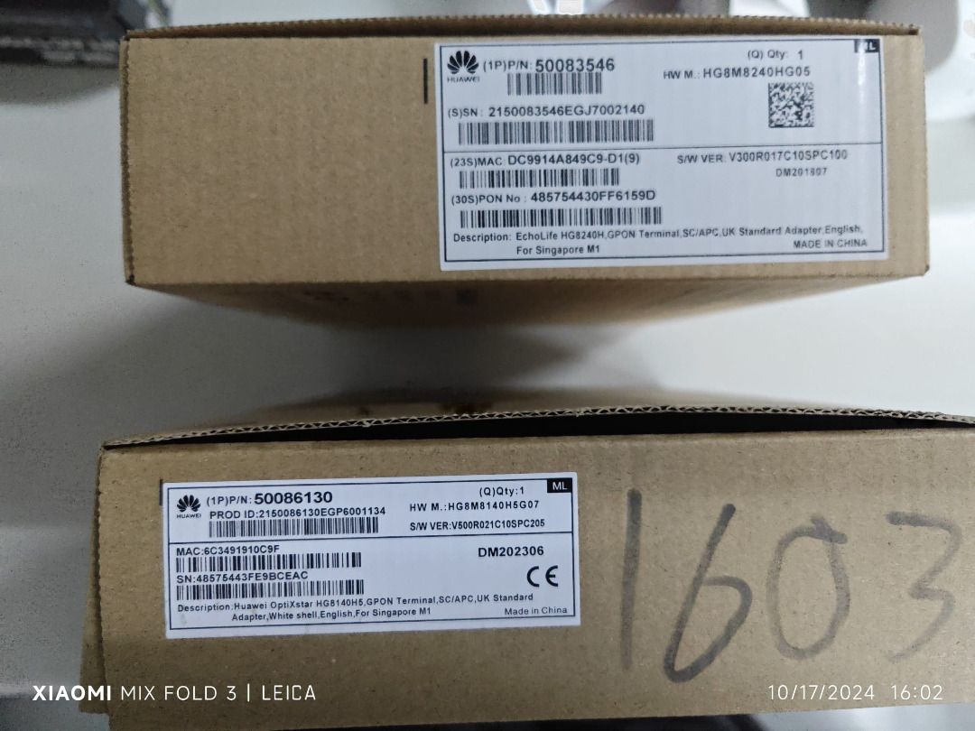 2x Huawei Optical Network Terminal Boxes480148582932172802