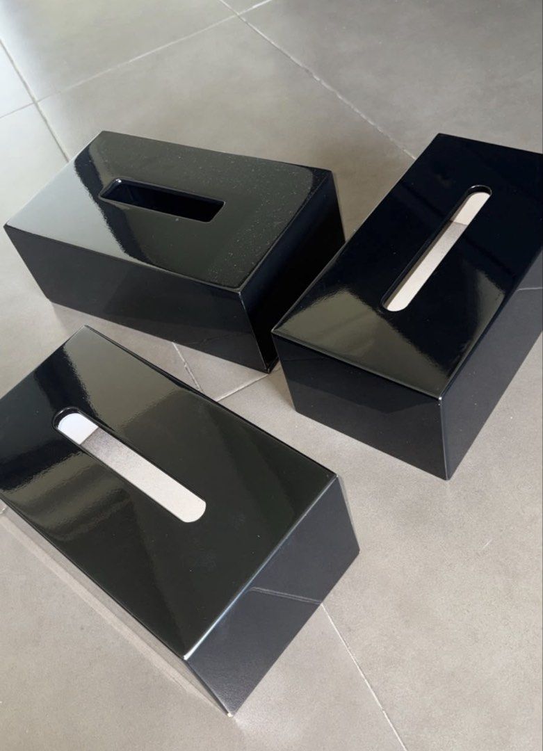 3x Black Glossy Rectangular Tissue Box Covers $40 each