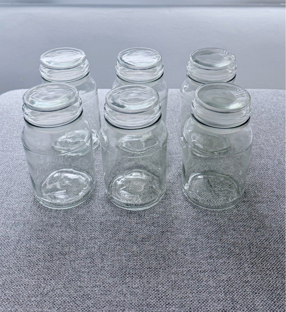 6 Airtight Glass Canisters / Jars
