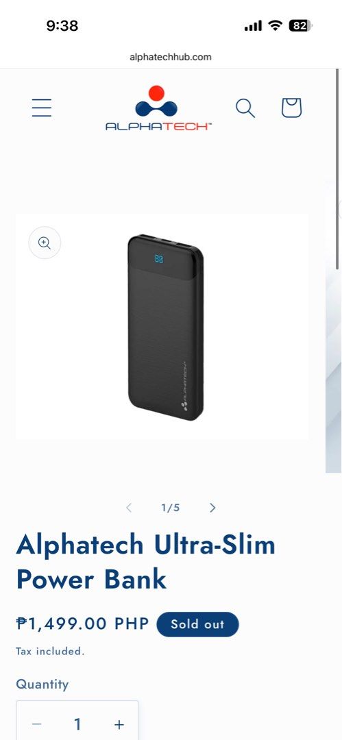 Alphatech Ultra-Slim Power Bank (Category: Other Gadgets) located in Manila. Submitted by amrtn (Listing ID 1443327727, Image 3). Description: opened and tried just to check if working. Product size: 14.2 x 6.5 x 1.2 cm Model: AT-F10 mAh: 10,000 Watts: 22.5 (quick charge) Slim and lightweight 10,000mAh power bank with a digital display for easy battery monitoring. Pocket-friendly design with up to 22.5W fast charging. Charge up to 3 devices simul