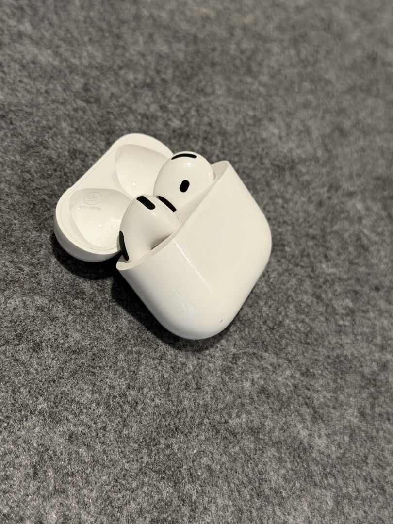 Apple AirPods 4th Gen with Active Noise Cancellation (Category: Earphones) located in Pasig City. Submitted by vividvault00 (Listing ID 1443352389, Image 2). Description: - Apple AirPods 4th Generation - Active Noise Cancellation included - Comes with original box and charging case - Superior sound quality for music and calls - Seamless pairing with Apple devices.
