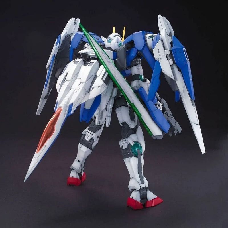 Bandai MG Gundam Gunpla GN-0000+GNR-010 00 Raiser (Category: Gundam Model Kits) located in Singapore. Submitted by suntrailerhobby (Listing ID 1443340135, Image 3). Description: The MG GN-0000+GNR-010 00 Raiser is a highly popular 1/100 scale Master Grade Gunpla kit released by Bandai. Representing the iconic combined form of the 00 Gundam and the 0 Raiser support fighter from season 2 of Mobile Suit Gundam 00, this kit features an extensive inne