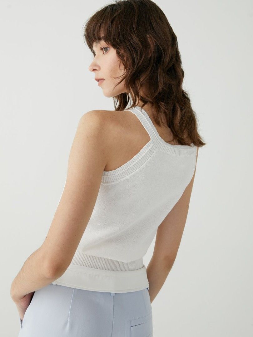 BNWT Pomelo White Halter Knit Top (Size M) (Category: Sleeveless) located in Paranaque City. Submitted by dlilly (Listing ID 1443445779, Image 2). Description: Never worn, perfect condition. Bought it for 29.90 SGD (~1,415 PHP), selling it for a steal! RFS: Decluttering!.
